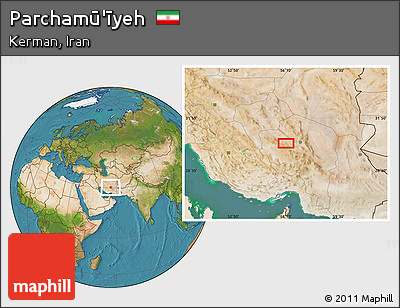 Satellite Location Map of Parchamū'īyeh