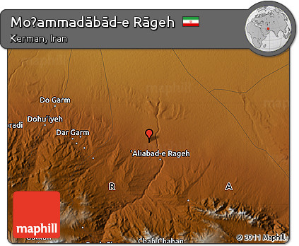 Physical Map of Moḩammadābād-e Rāgeh