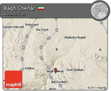 Shaded Relief Map of Bāgh Chenār