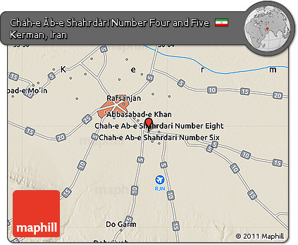 Shaded Relief Map of Chāh-e Āb-e Shahrdārī Number Four and Five