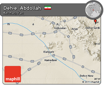 Shaded Relief Map of Deh-e `Abdollah