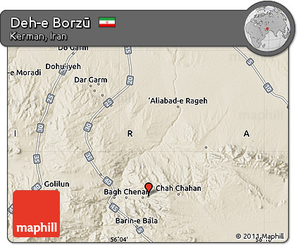 Shaded Relief Map of Deh-e Borzū