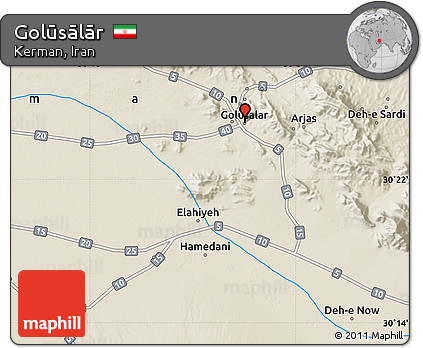 Shaded Relief Map of Golūsālār