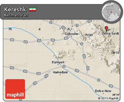 Shaded Relief Map of Kereshk