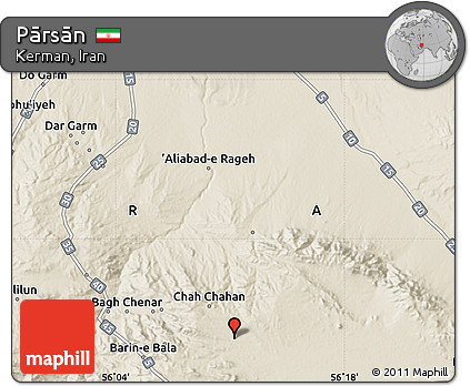 Shaded Relief Map of Pārsān