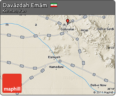 Shaded Relief Map of Davāzdah Emām