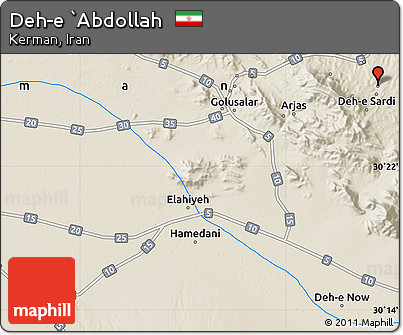 Shaded Relief Map of Deh-e `Abdollah