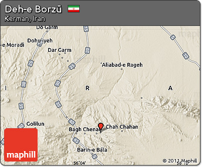 Shaded Relief Map of Deh-e Borzū
