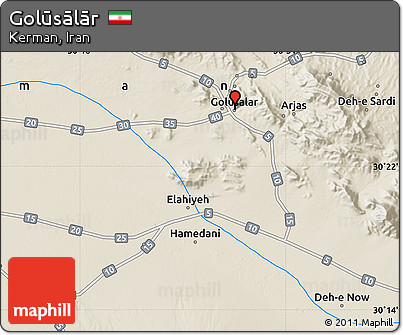 Shaded Relief Map of Golūsālār