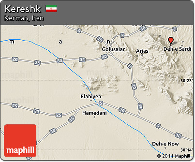 Shaded Relief Map of Kereshk