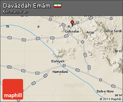 Shaded Relief Map of Davāzdah Emām