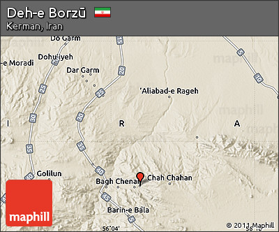 Shaded Relief Map of Deh-e Borzū