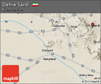 Shaded Relief Map of Deh-e Sārdī