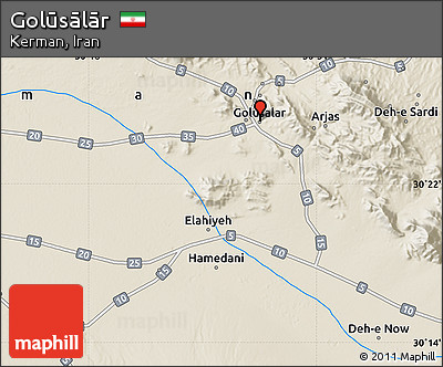 Shaded Relief Map of Golūsālār