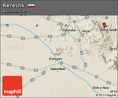 Shaded Relief Map of Kereshk