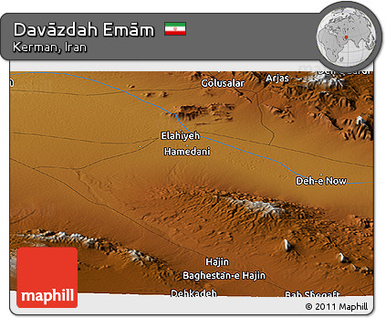 Physical Panoramic Map of Davāzdah Emām