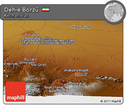 Physical Panoramic Map of Deh-e Borzū