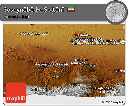 Physical Panoramic Map of Ḩoseynābād-e Solţānī