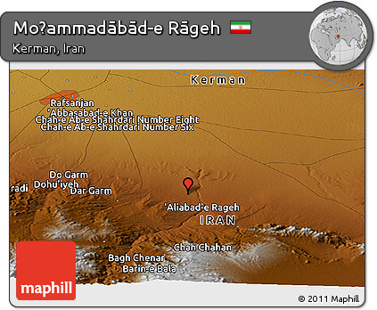 Physical Panoramic Map of Moḩammadābād-e Rāgeh