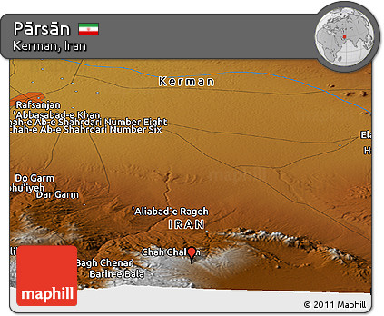 Physical Panoramic Map of Pārsān