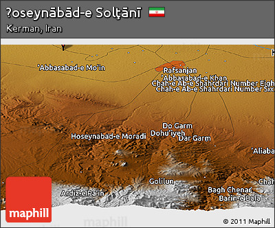 Physical Panoramic Map of Ḩoseynābād-e Solţānī