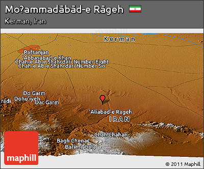 Physical Panoramic Map of Moḩammadābād-e Rāgeh