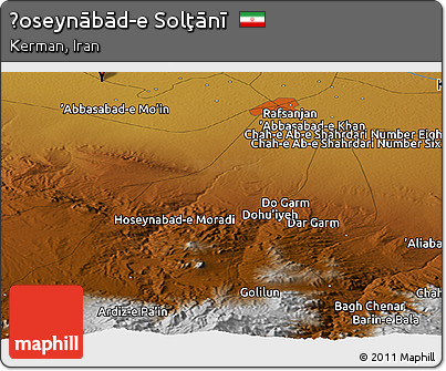 Physical Panoramic Map of Ḩoseynābād-e Solţānī