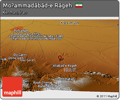 Physical Panoramic Map of Moḩammadābād-e Rāgeh