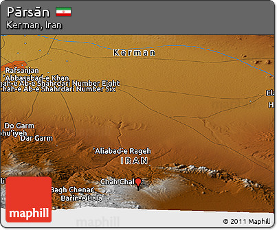 Physical Panoramic Map of Pārsān