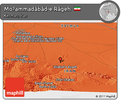 Political Panoramic Map of Moḩammadābād-e Rāgeh