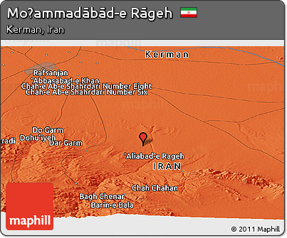 Political Panoramic Map of Moḩammadābād-e Rāgeh