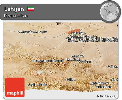 Satellite Panoramic Map of Lāhījān