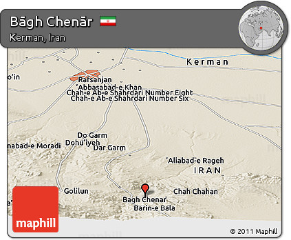 Shaded Relief Panoramic Map of Bāgh Chenār