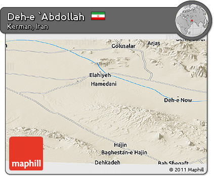 Shaded Relief Panoramic Map of Deh-e `Abdollah