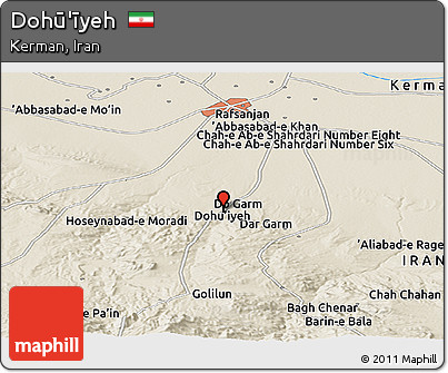 Shaded Relief Panoramic Map of Dohū'īyeh