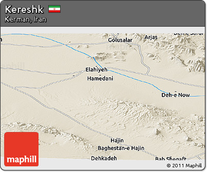 Shaded Relief Panoramic Map of Kereshk