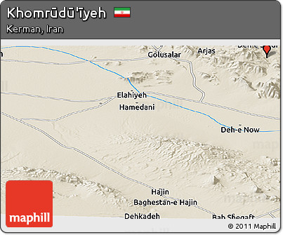 Shaded Relief Panoramic Map of Khomrūdū'īyeh
