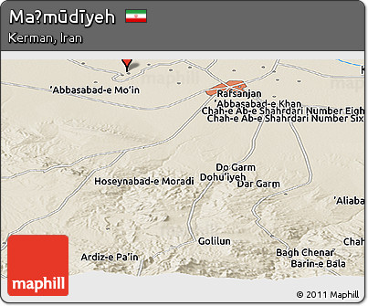 Shaded Relief Panoramic Map of Maḩmūdīyeh