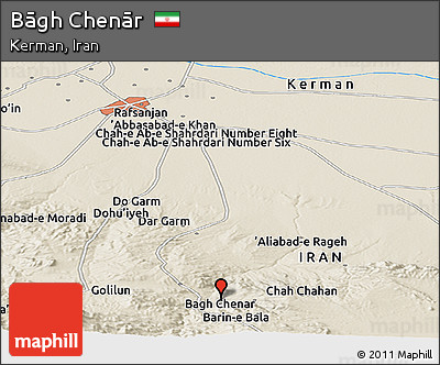Shaded Relief Panoramic Map of Bāgh Chenār