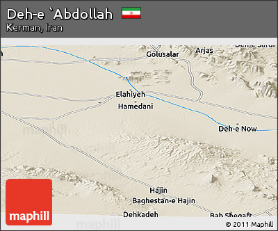 Shaded Relief Panoramic Map of Deh-e `Abdollah