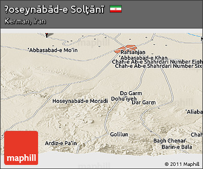 Shaded Relief Panoramic Map of Ḩoseynābād-e Solţānī
