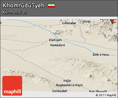 Shaded Relief Panoramic Map of Khomrūdū'īyeh