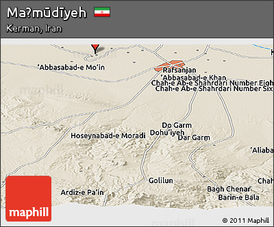 Shaded Relief Panoramic Map of Maḩmūdīyeh