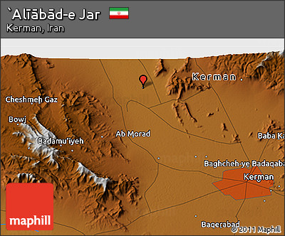 Physical 3D Map of `Alīābād-e Jar