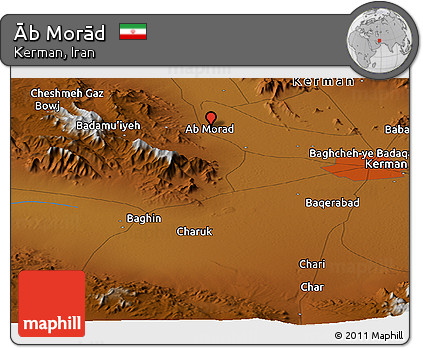 Physical Panoramic Map of Āb Morād