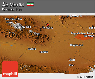 Physical Panoramic Map of Āb Morād