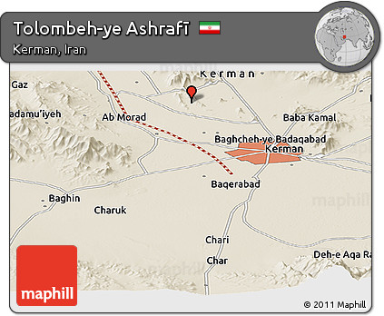 Shaded Relief Panoramic Map of Tolombeh-ye Ashrafī