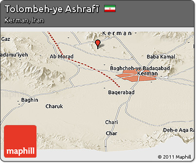 Shaded Relief Panoramic Map of Tolombeh-ye Ashrafī
