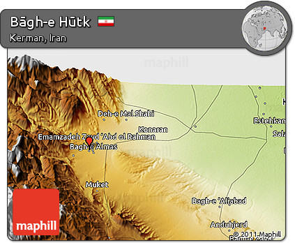 Physical 3D Map of Bāgh-e Hūtk