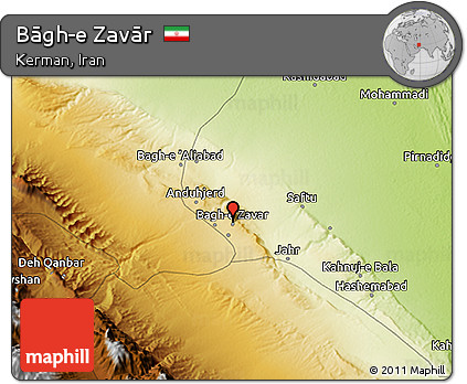 Physical 3D Map of Bāgh-e Zavār
